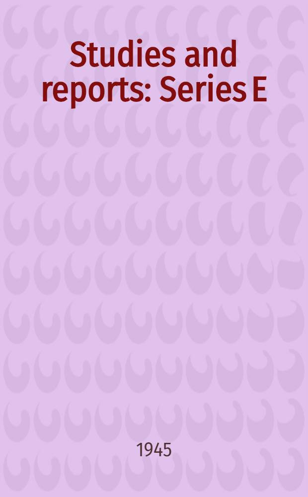 Studies and reports : Series E (The disabled). № 7 : The training and employment of disabled persons