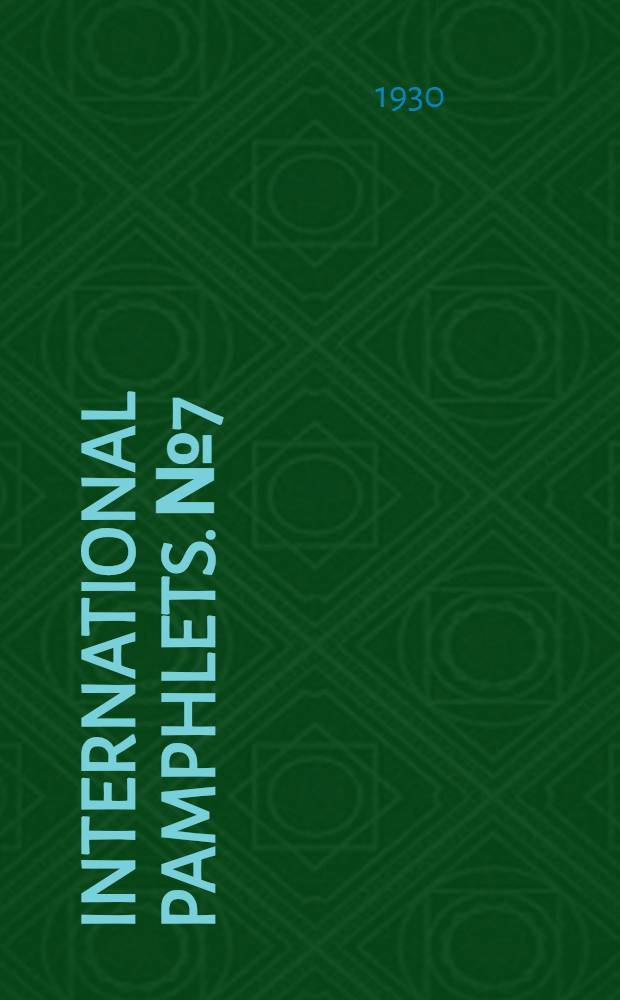 International pamphlets. № 7 : Yankee colonies