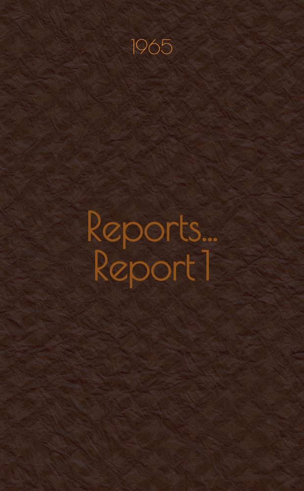 [Reports] ... Report 1 : General examination of the social and economic problems affecting staff employed in hotels, restaurants and similar establishments