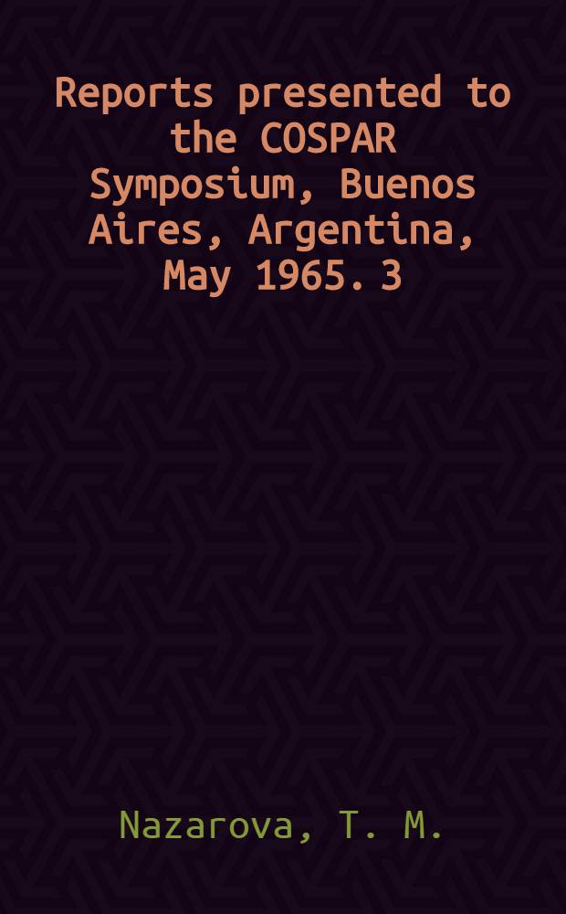 [Reports presented to the] COSPAR Symposium, Buenos Aires, Argentina, May 1965. [3] : Measurements of meteoric dust by the Electron 2 satellite