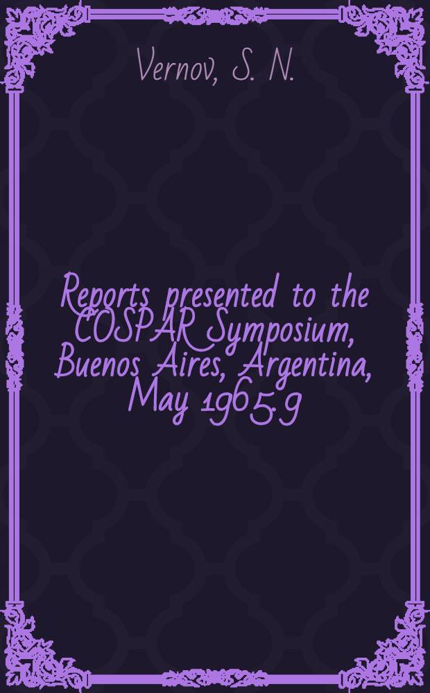 [Reports presented to the] COSPAR Symposium, Buenos Aires, Argentina, May 1965. [9] : Discovery and investigation of the Brazil anomaly from the spaceships and "Cosmos" series of satellites