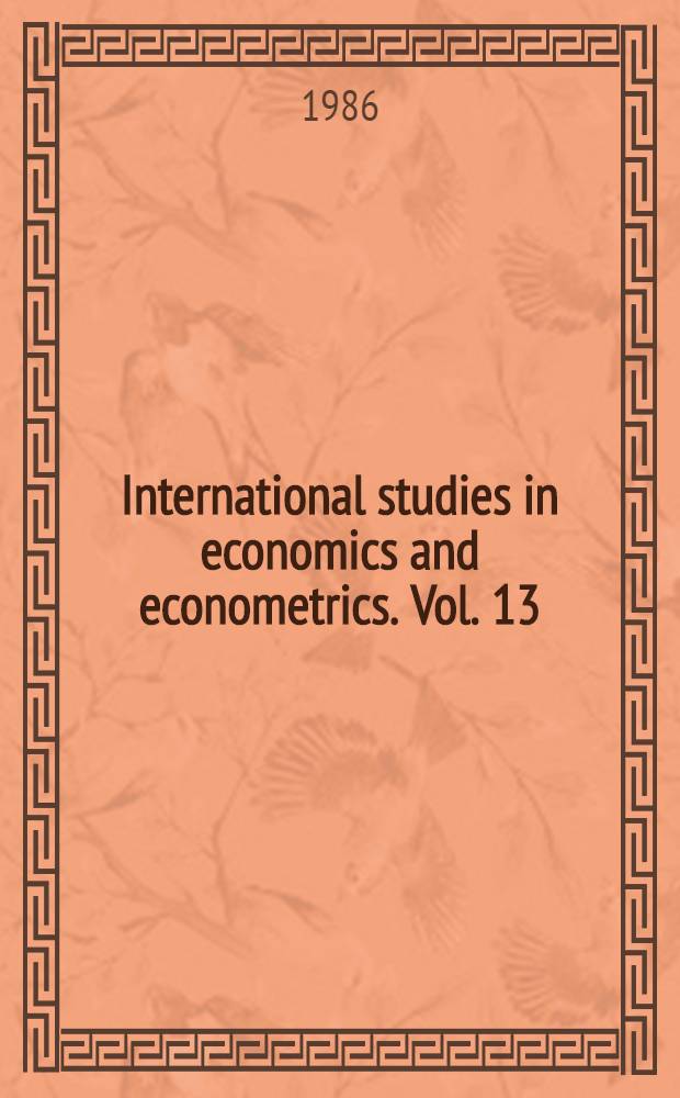 International studies in economics and econometrics. Vol. 13 : Law and economics and the economics of legal regulation