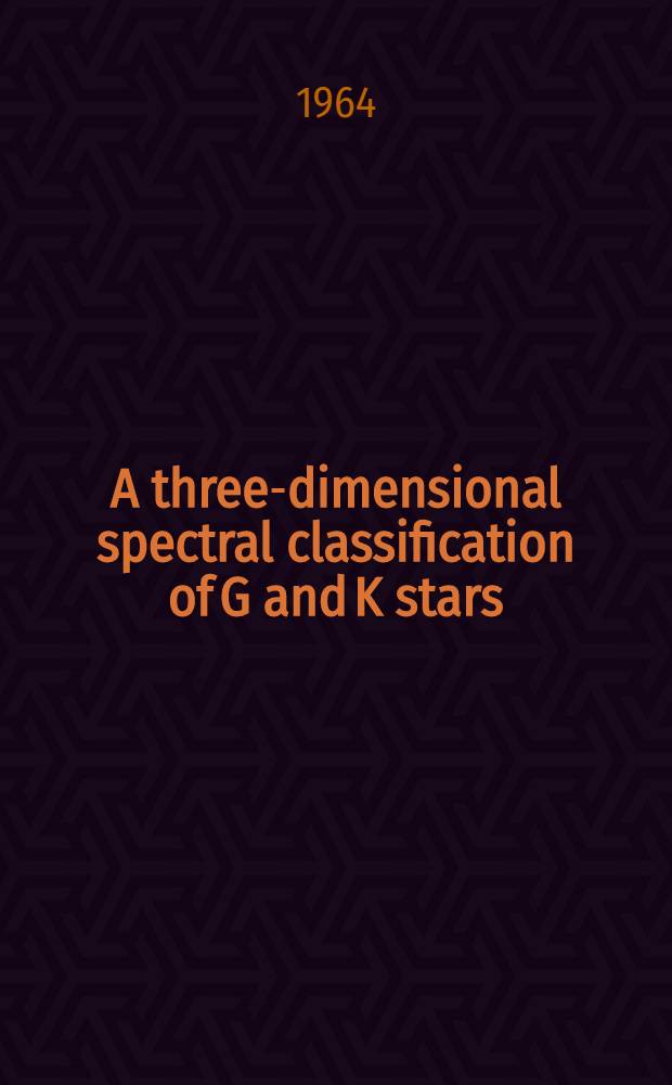 A three-dimensional spectral classification of G and K stars