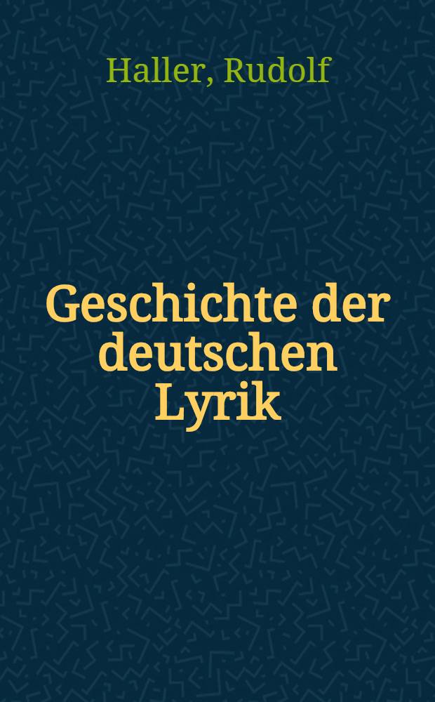 Geschichte der deutschen Lyrik