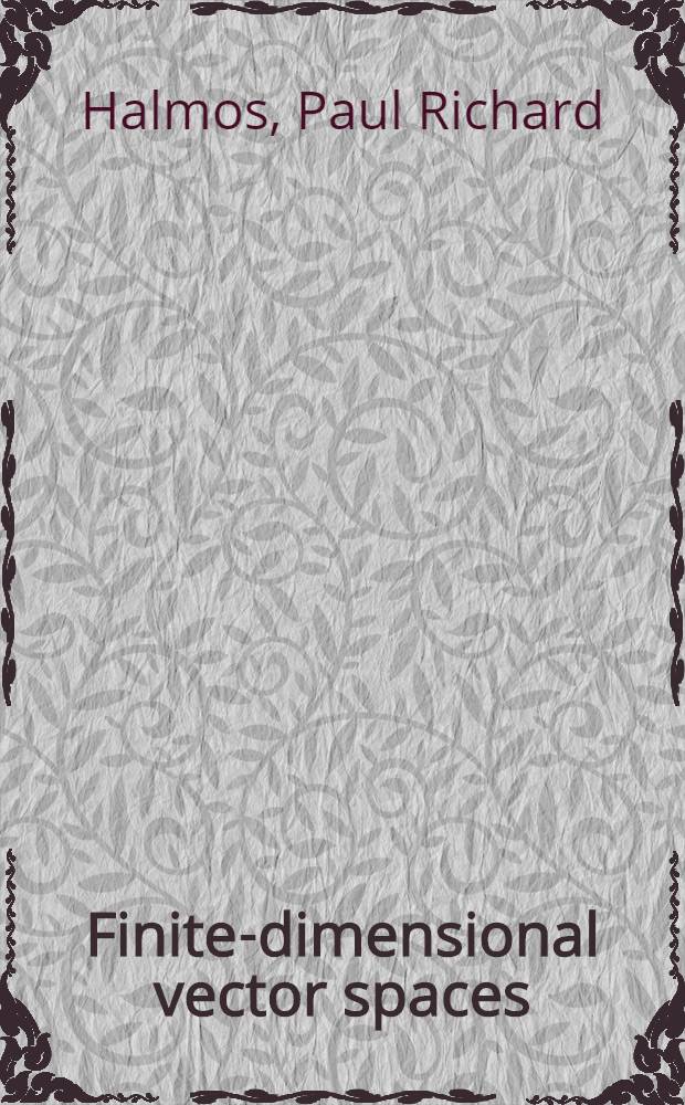 Finite-dimensional vector spaces