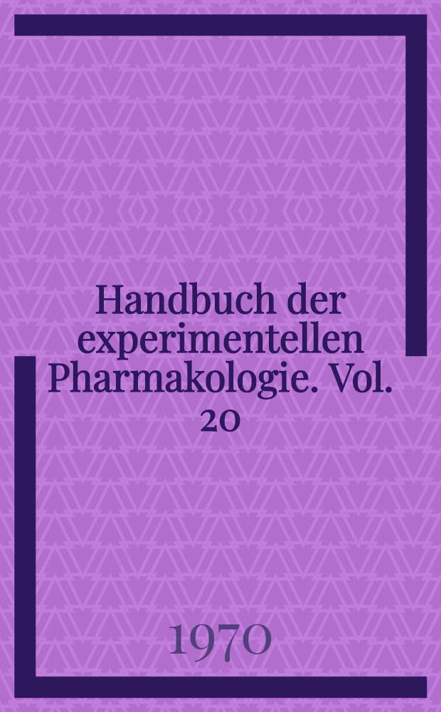 Handbuch der experimentellen Pharmakologie. Vol. 20 : Pharmacology of fluorides