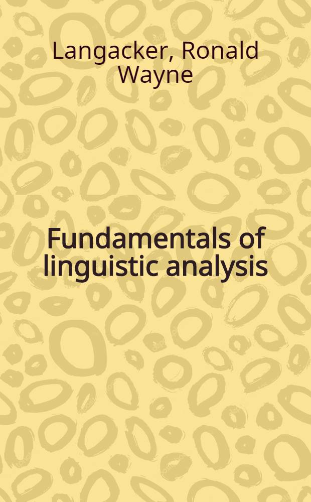 Fundamentals of linguistic analysis