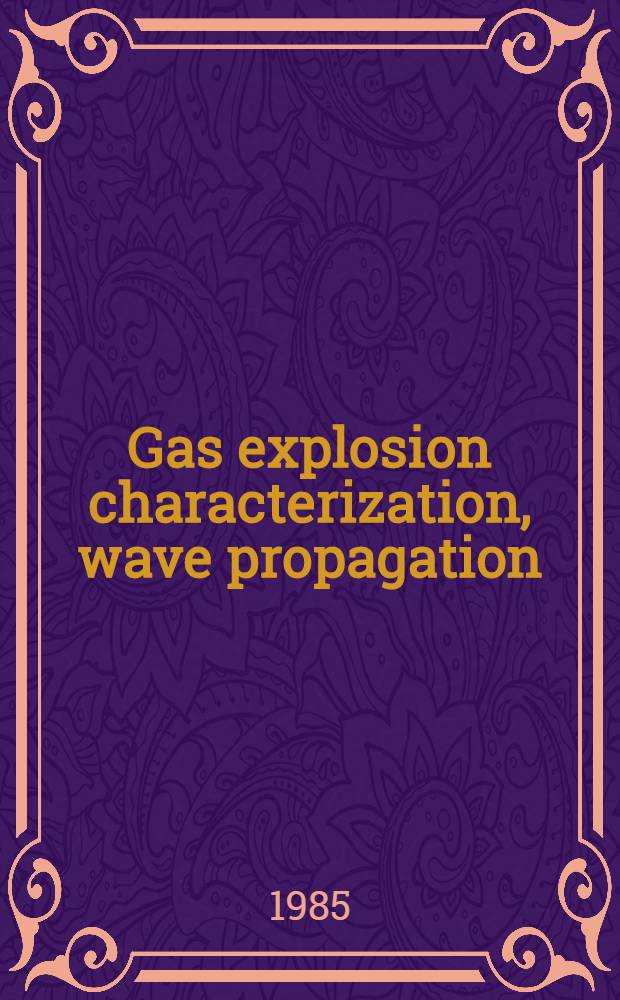 Gas explosion characterization, wave propagation