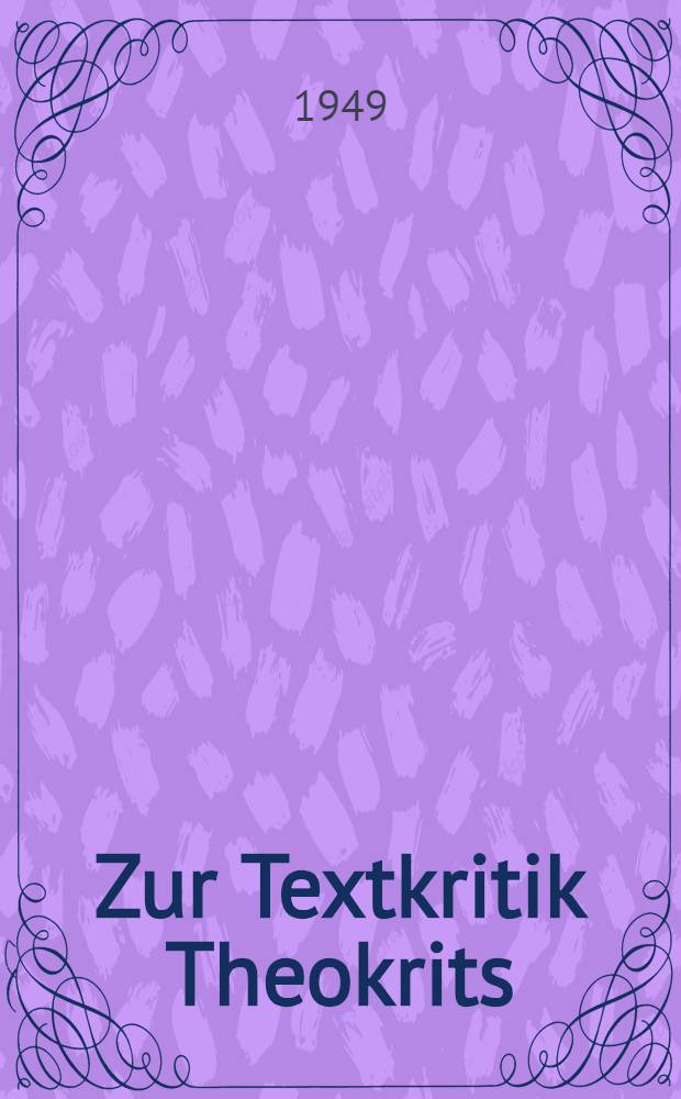 Zur Textkritik Theokrits