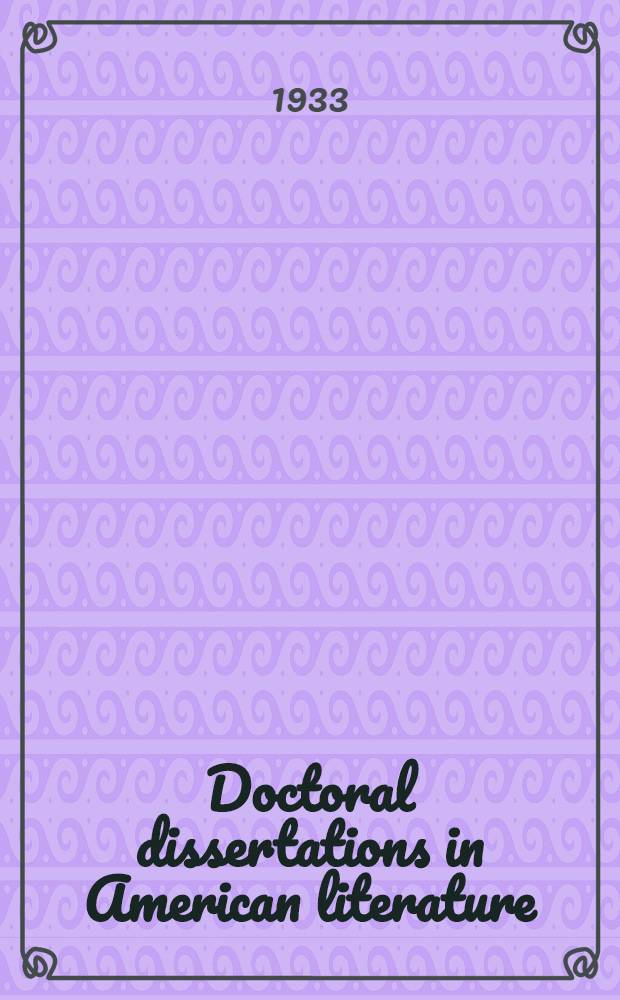 Doctoral dissertations in American literature