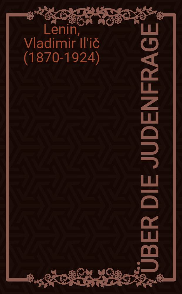 ... Über die Judenfrage : Sammlung