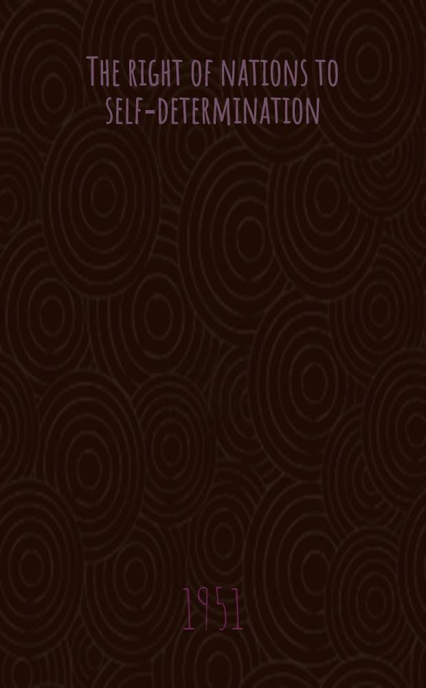 The right of nations to self-determination