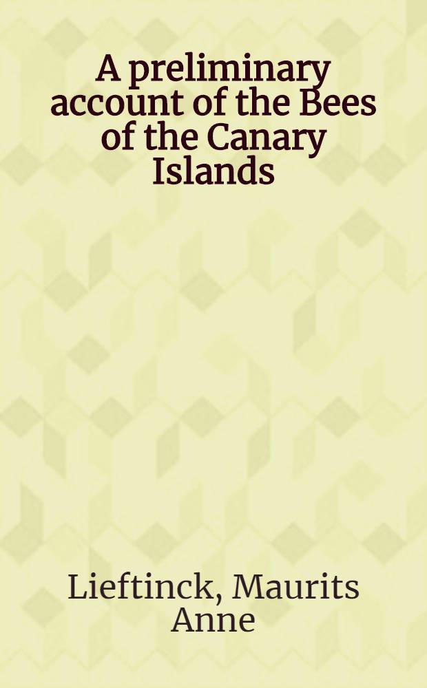 A preliminary account of the Bees of the Canary Islands (Hym., Apoidea)