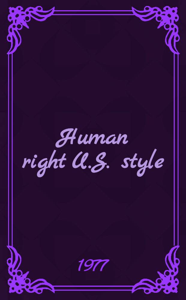 Human right U.S. style : From colonial times through the new deal