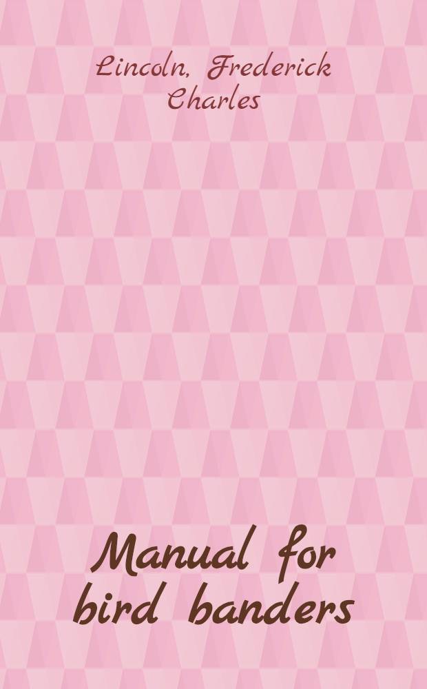 Manual for bird banders