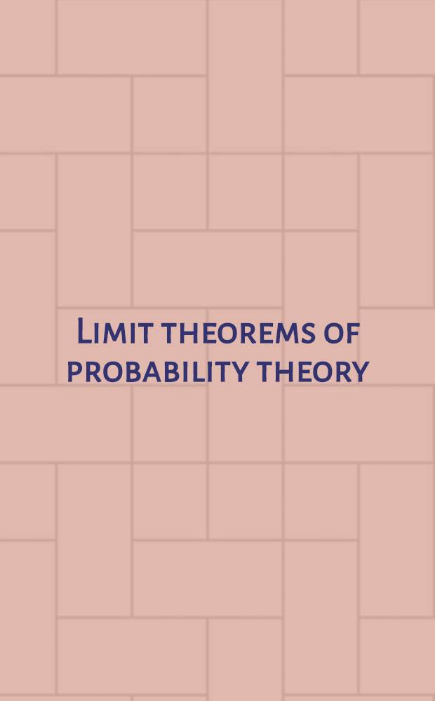 Limit theorems of probability theory : Proc. of the "Colloquium on limit theorems of probability theory and statistics" held in Keszthely from 24 to 29 June, 1974