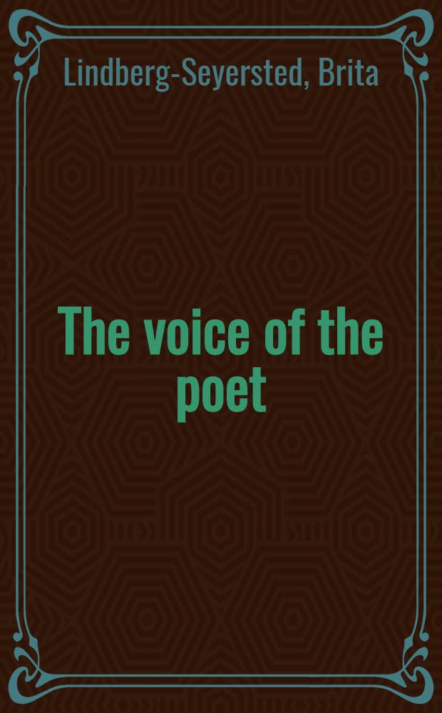 The voice of the poet : Aspects of style in the poetry of Emily Dickinson