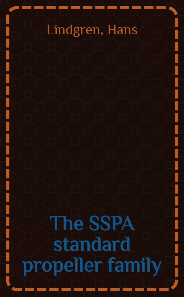 The SSPA standard propeller family : Open water characteristics