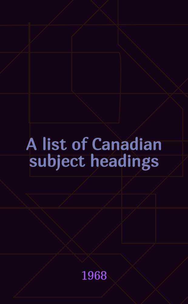 A list of Canadian subject headings