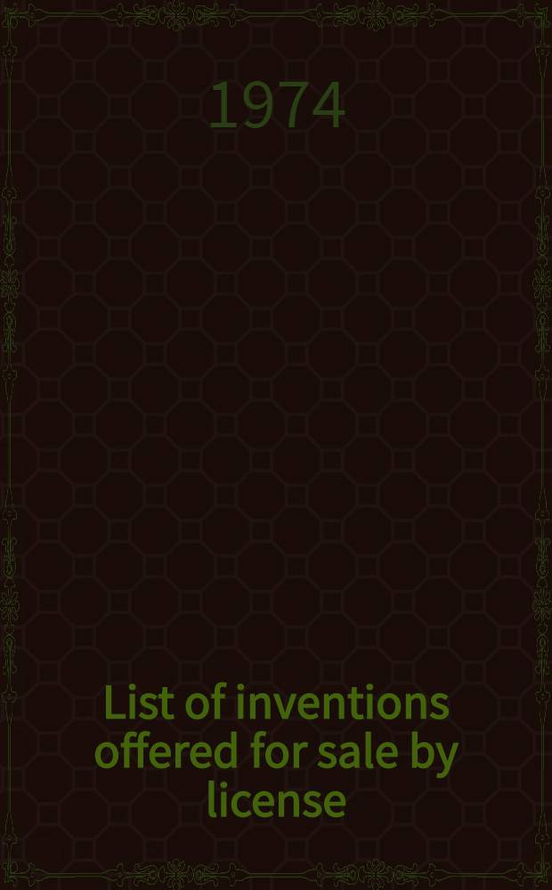 List of inventions offered for sale by license
