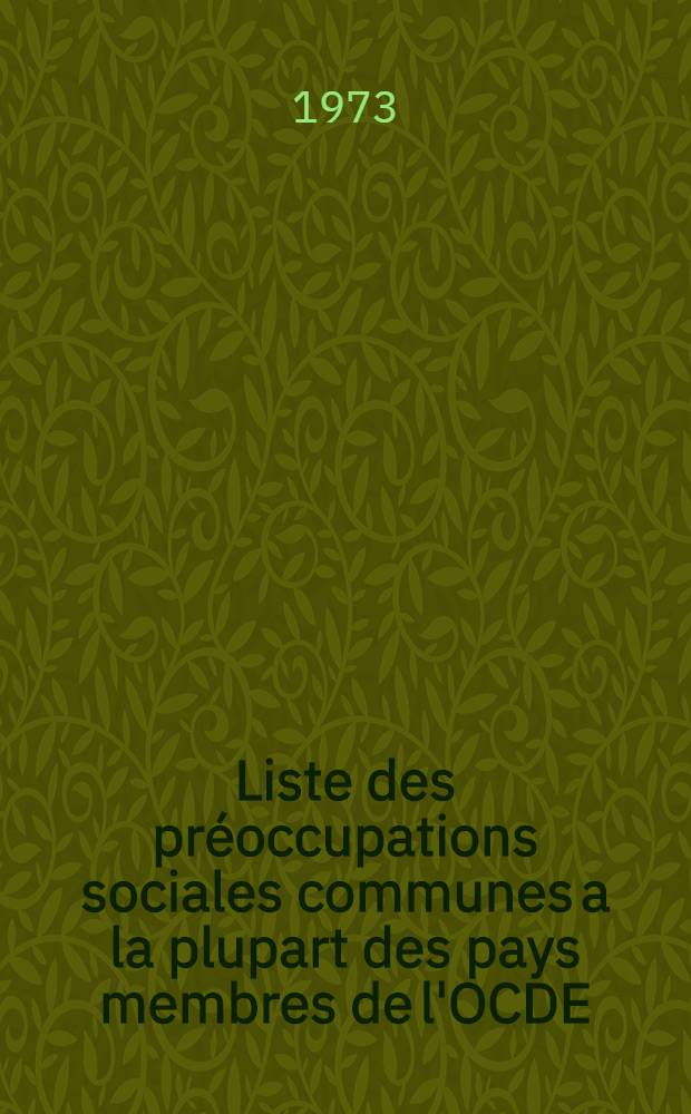 Liste des préoccupations sociales communes a la plupart des pays membres de l'OCDE