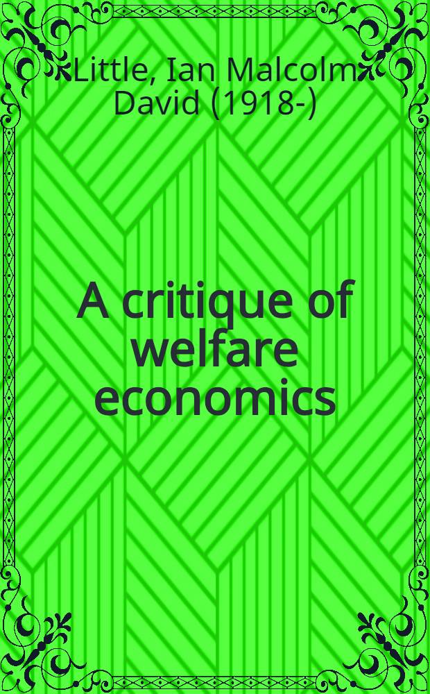 A critique of welfare economics