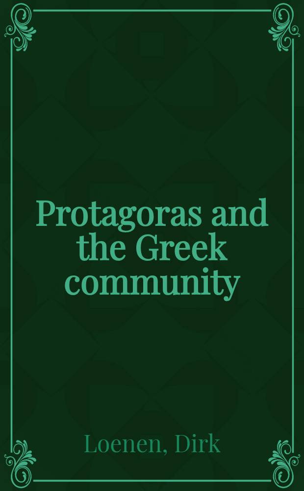 Protagoras and the Greek community