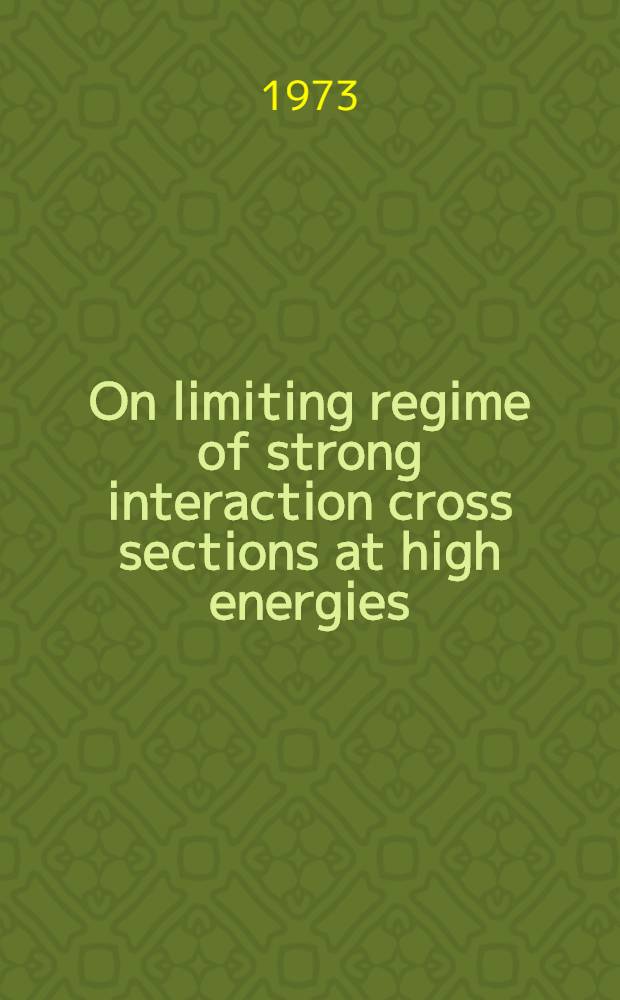 On limiting regime of strong interaction cross sections at high energies