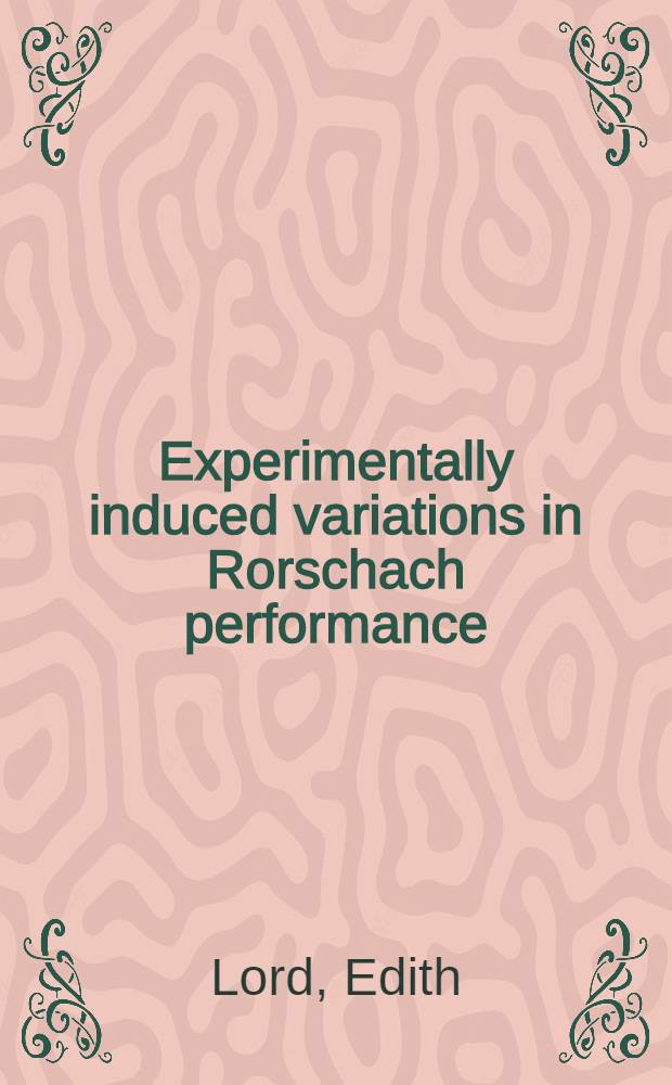 Experimentally induced variations in Rorschach performance