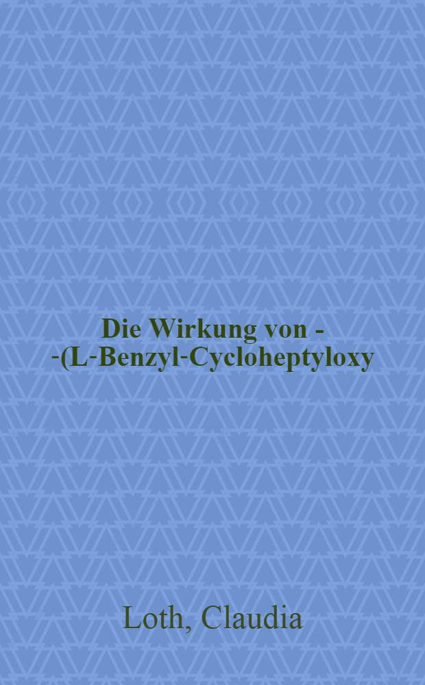 Die Wirkung von N-[3-(L-Benzyl-Cycloheptyloxy)-Propyl]-N, N-Dimethyl-Ammoniumhydrogenfumarat (Fludilat R) auf den Gasstoffwechsel von Rinderlinsenhomogenaten : Inaug.-Diss. ... der ... Med. Fak. der ... Univ. zu Bonn