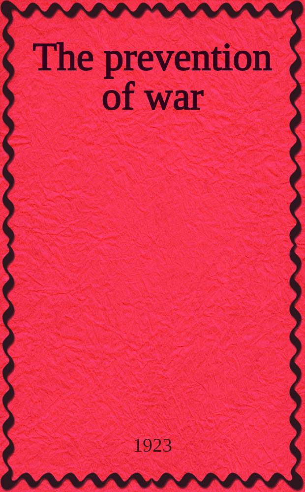 The prevention of war