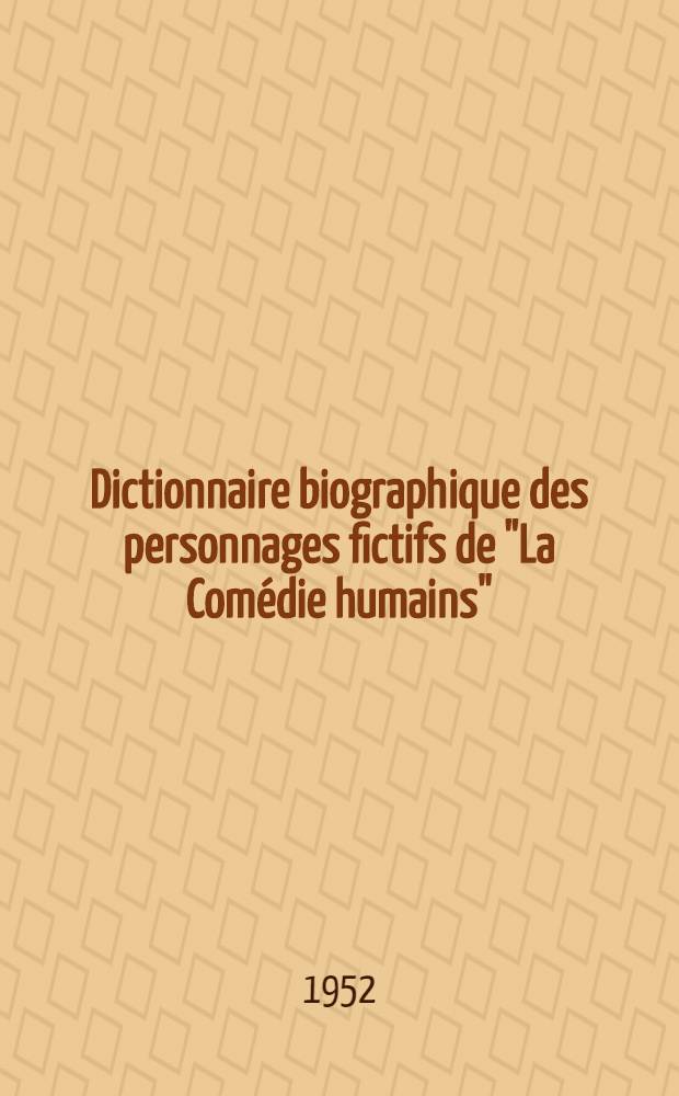 Dictionnaire biographique des personnages fictifs de "La Comédie humains"