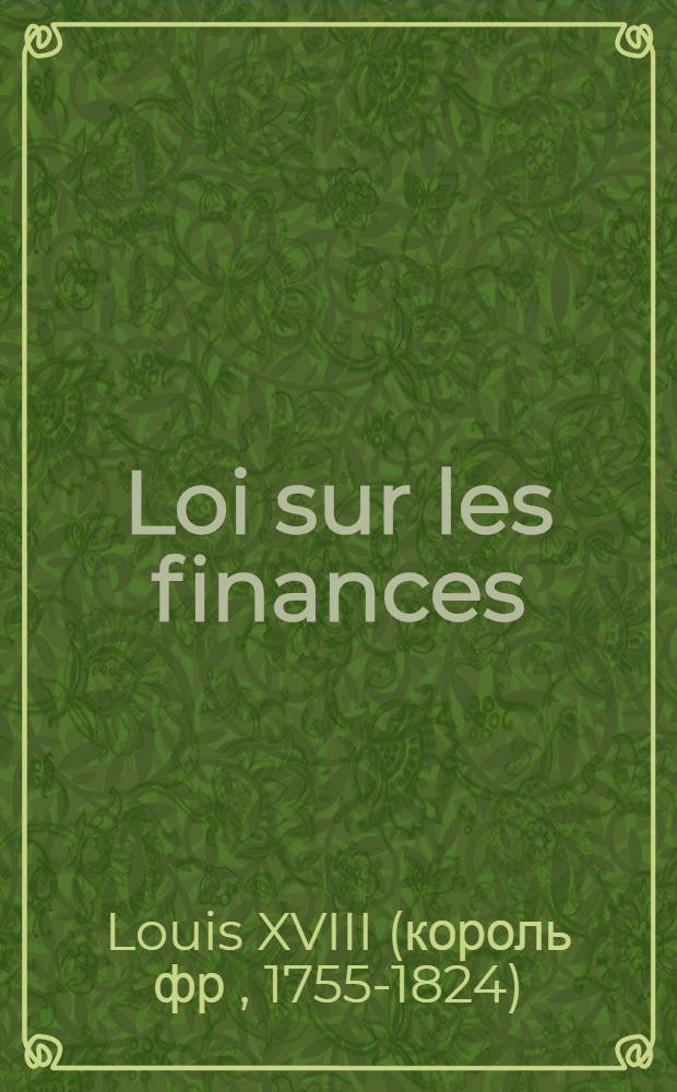Loi sur les finances