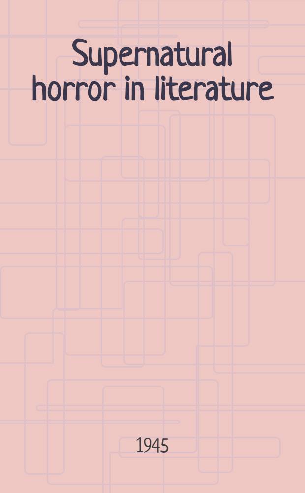 Supernatural horror in literature