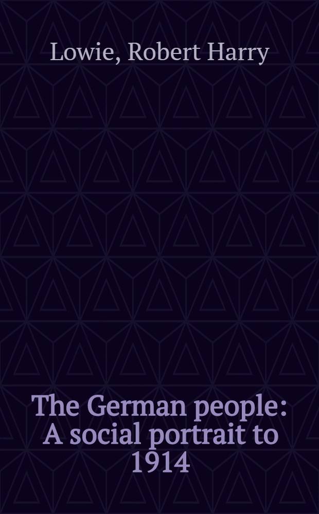 The German people : A social portrait to 1914