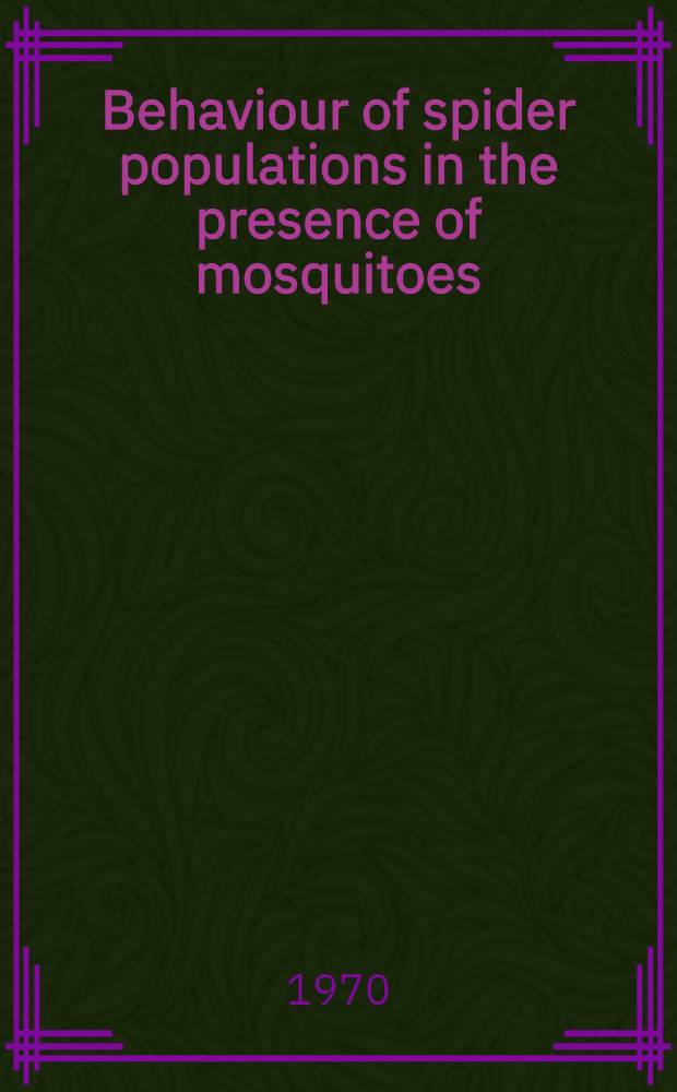 Behaviour of spider populations in the presence of mosquitoes