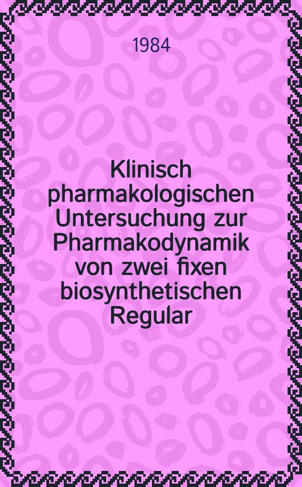 Klinisch pharmakologischen Untersuchung zur Pharmakodynamik von zwei fixen biosynthetischen Regular / NPH-Insulin-Mischungen (BHI), im Vergleich zu hochgereinigtem neutralen Schweineinsulin (PPI) bei insulinabhängigen Diabetikern : Inaug.-Diss