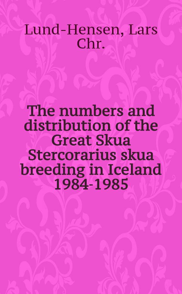 The numbers and distribution of the Great Skua Stercorarius skua breeding in Iceland 1984-1985