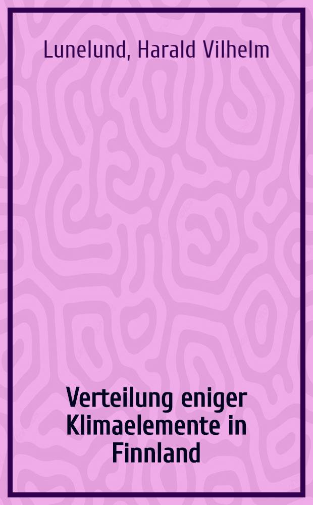 Verteilung eniger Klimaelemente in Finnland