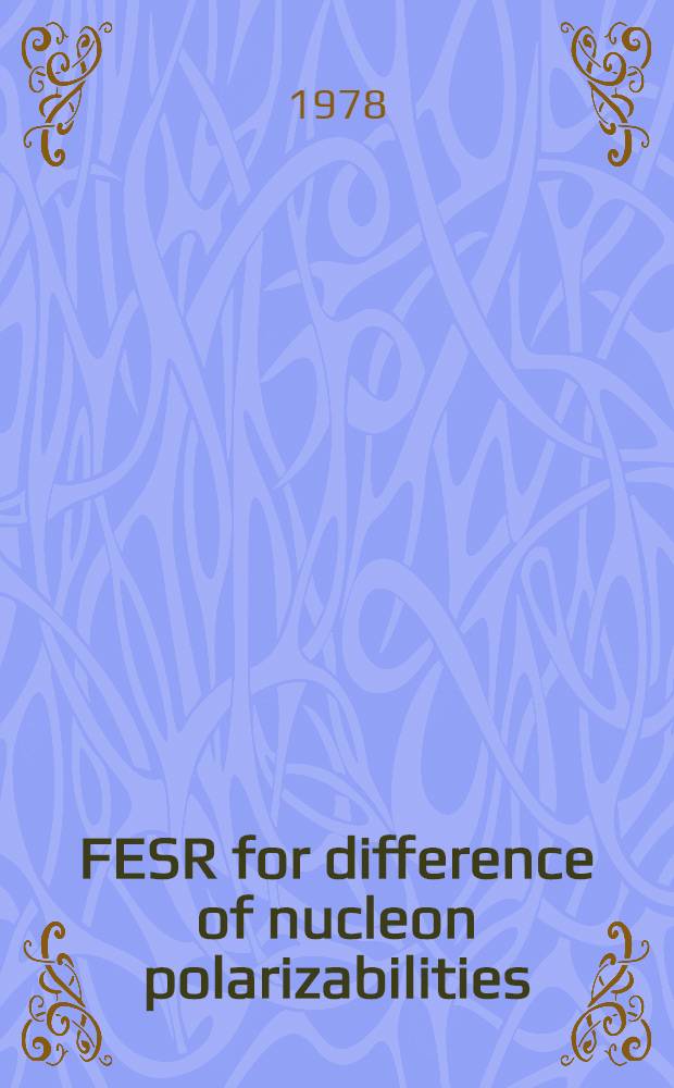 FESR for difference of nucleon polarizabilities