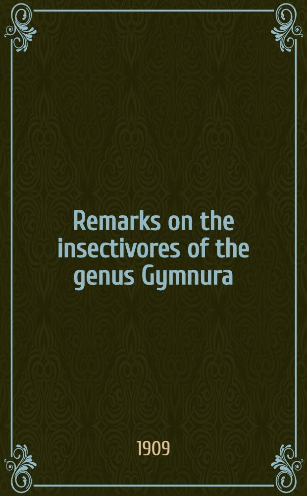 [Remarks on the insectivores of the genus Gymnura