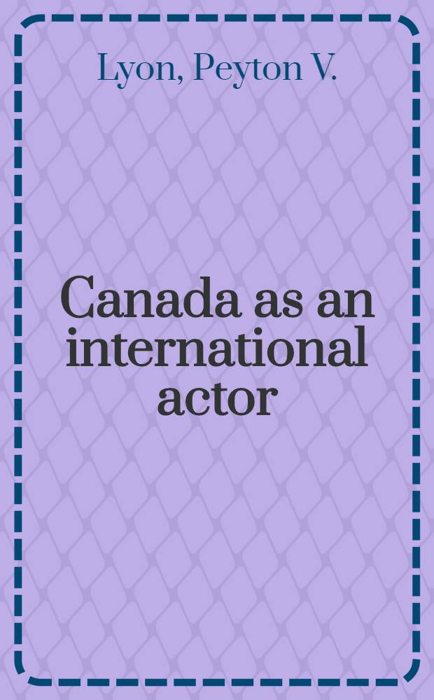 Canada as an international actor