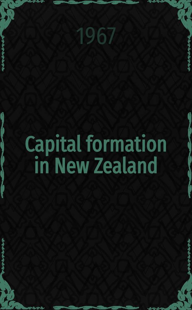 Capital formation in New Zealand
