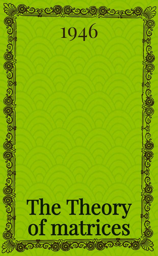 The Theory of matrices