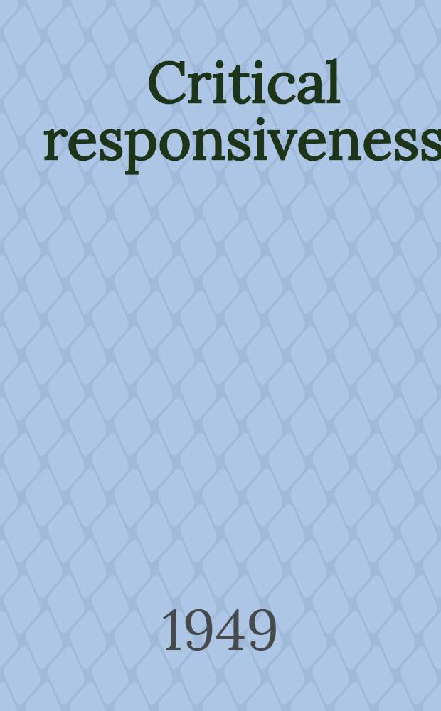 Critical responsiveness : A study of the psychological current in later eighteenth-century criticism