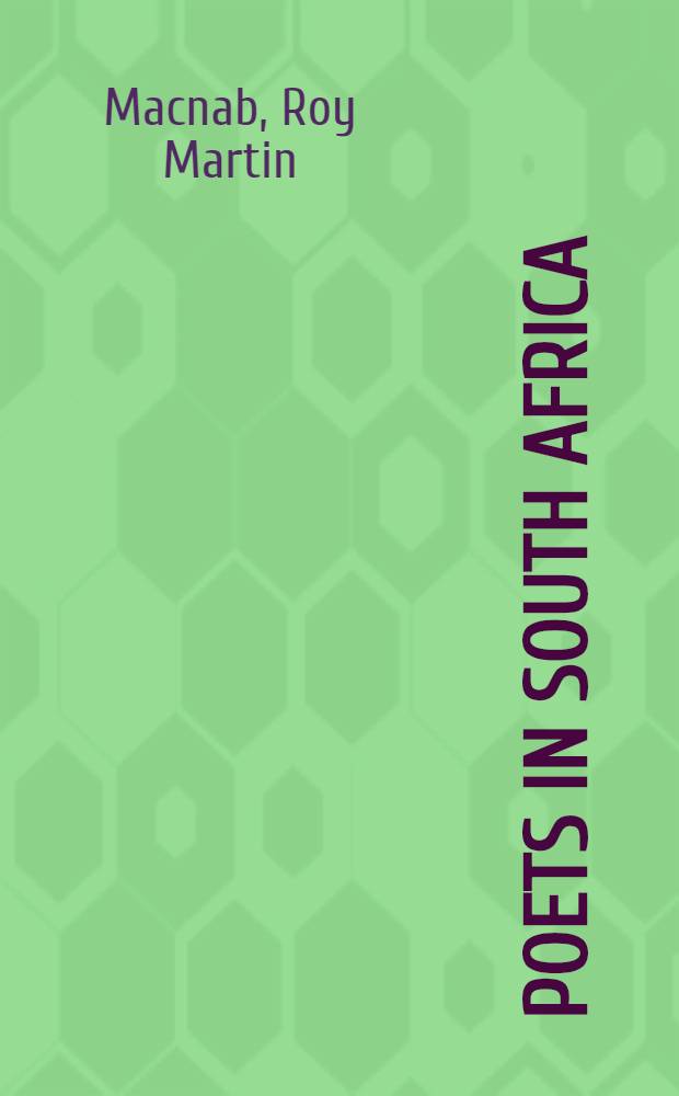 Poets in South Africa : An anthology