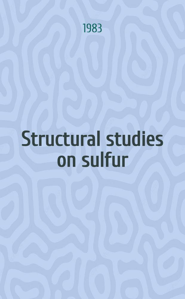 Structural studies on sulfur (III) and sulfur (IV) oxo ions in the solid state : Akad. avh