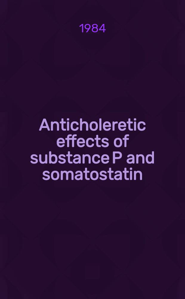 Anticholeretic effects of substance P and somatostatin