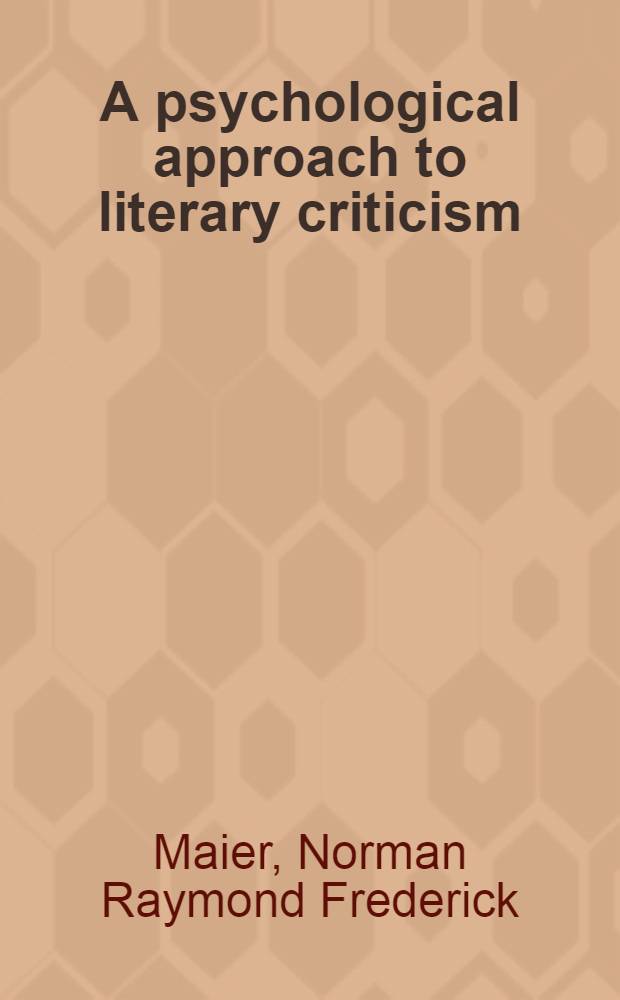 A psychological approach to literary criticism