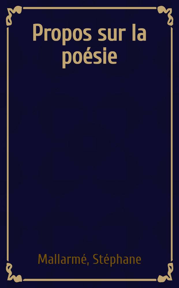 Propos sur la poésie